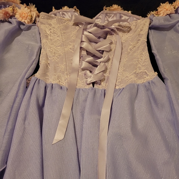 Sugar Thrillz Lavendar Pink Sparkle Fairy Dress With Flower Appliques - Picture 5 of 6